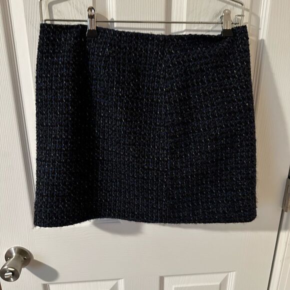 J Crew Wool Blend Short Mini Skirt black/blue Size 8 - Picture 1 of 3